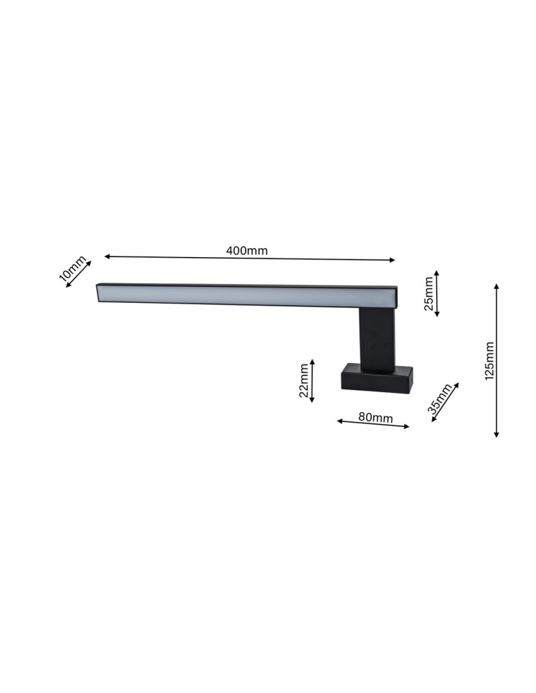 Milagro Kinkiet SHINE BLACK 45cm 11W LED ML4380 Milagro Kinkiet SHINE BLACK 45cm 11W LED ML4380