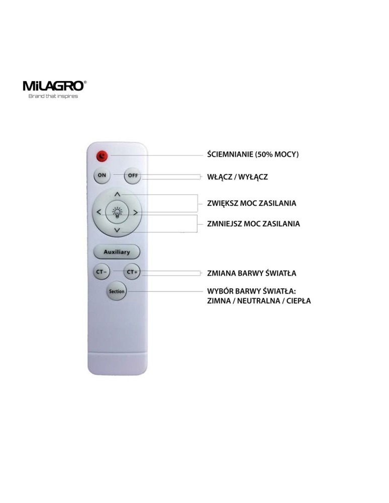Milagro Plafon YAX 24W LED Ściemnialny+ Pilot ML4402 Milagro Plafon YAX 24W LED Ściemnialny+ Pilot ML4402