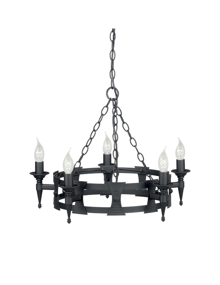 Żyrandole rustykalne - Elstead Lighting Interior Wisząca SAXON 5x60W E14 SAX5 BLK - produkt kolory-swiatla.pl 1