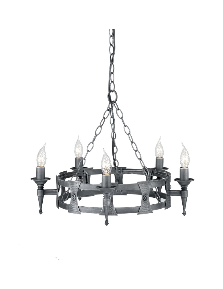 Żyrandole rustykalne - Elstead Lighting Interior Wisząca SAXON 5x60W E14 SAX5 BLK/SIL - produkt kolory-swiatla.pl 1