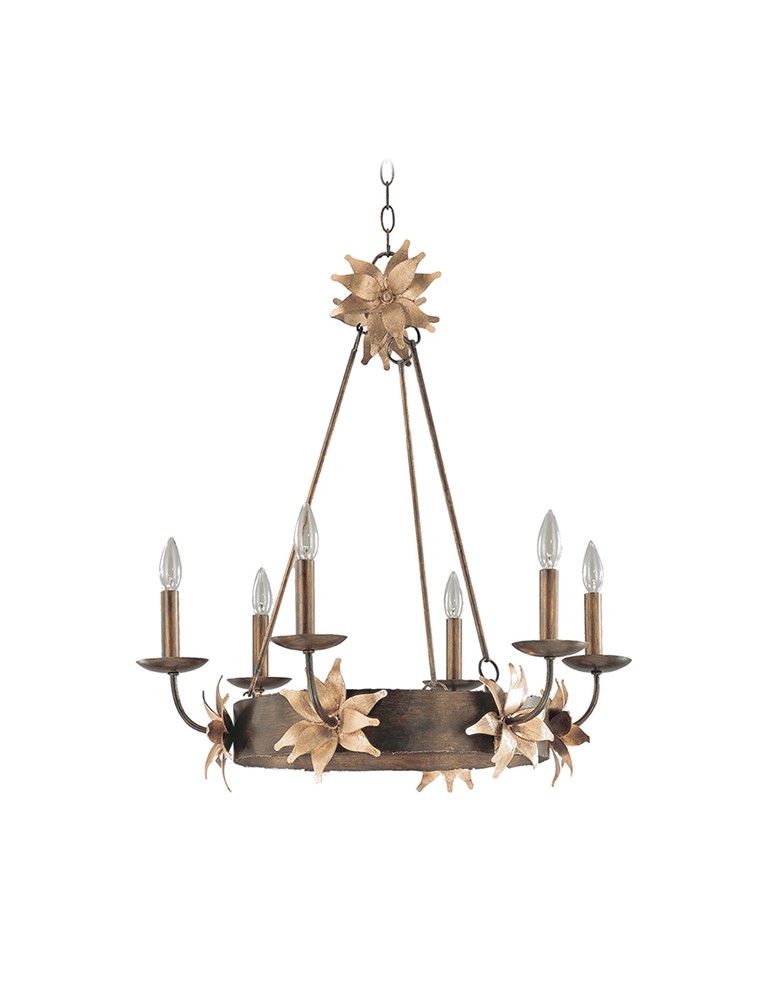 Żyrandole rustykalne - Elstead Lighting Flambeau Wisząca SIMONE 6x60W E14 FB/SIMONE6 - produkt kolory-swiatla.pl 1