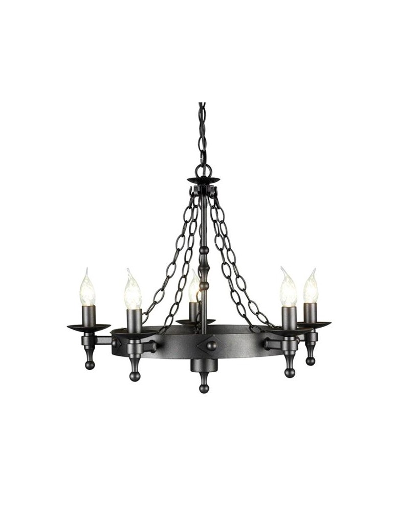 Żyrandole rustykalne - Elstead Lighting Interior Wisząca WARWICK 5x60W E14 WR5 GRAPHITE - produkt kolory-swiatla.pl 1