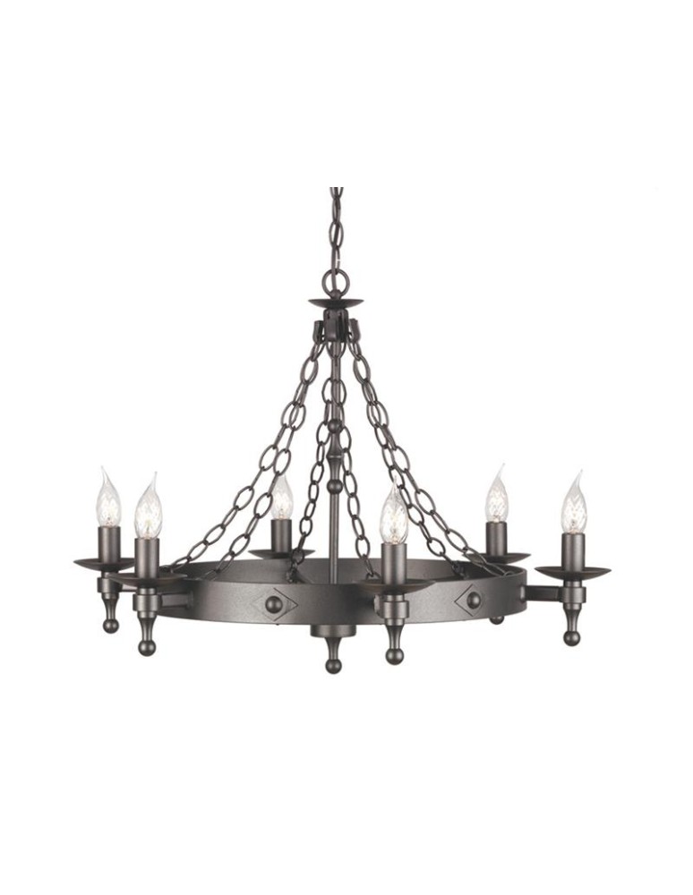 Żyrandole rustykalne - Elstead Lighting Interior Wisząca WARWICK 6x60W E14 WR6 GRAPHITE - produkt kolory-swiatla.pl 1