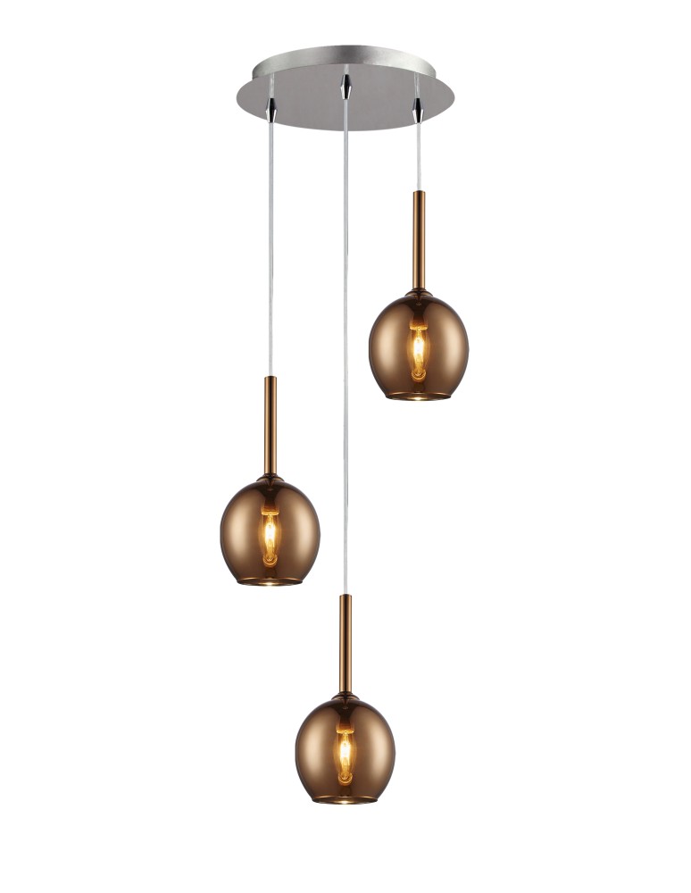 Lampy wiszące potrójne - Zuma Line MONIC 3x40W E14 230V Miedź MD1629-3B Wisząca - produkt kolory-swiatla.pl 1