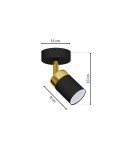 Lampy sufitowe regulowane - spoty - Milagro Kinkiet JOKER BLACK/GOLD 1xGU10 MLP6123 - product 7
