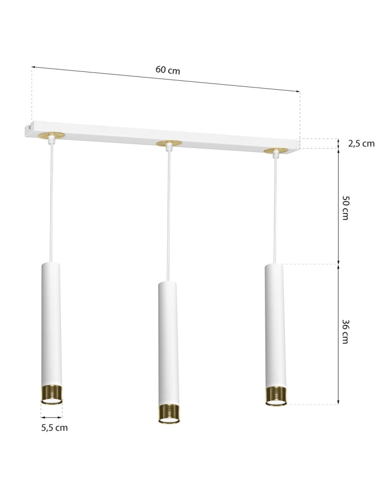 Milagro Lampa wisząca DANI WHITE/GOLD 3xGU10 MLP6236 Milagro Lampa wisząca DANI WHITE/GOLD 3xGU10 MLP6236