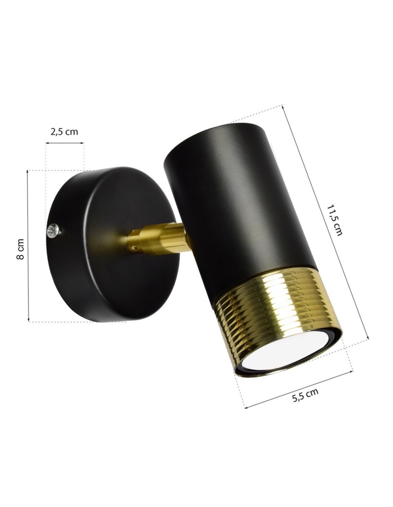 Milagro Kinkiet DANI BLACK/GOLD 1xGU10 MLP6237 Milagro Kinkiet DANI BLACK/GOLD 1xGU10 MLP6237