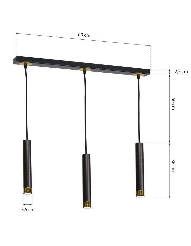 Milagro Lampa wisząca DANI BLACK/GOLD 3xGU10 MLP6240 Milagro Lampa wisząca DANI BLACK/GOLD 3xGU10 MLP6240