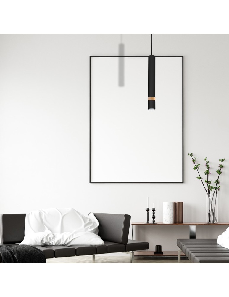 Milagro Lampa wisząca JOKER BLACK/WOOD 1xGU10 MLP6305 Milagro Lampa wisząca JOKER BLACK/WOOD 1xGU10 MLP6305
