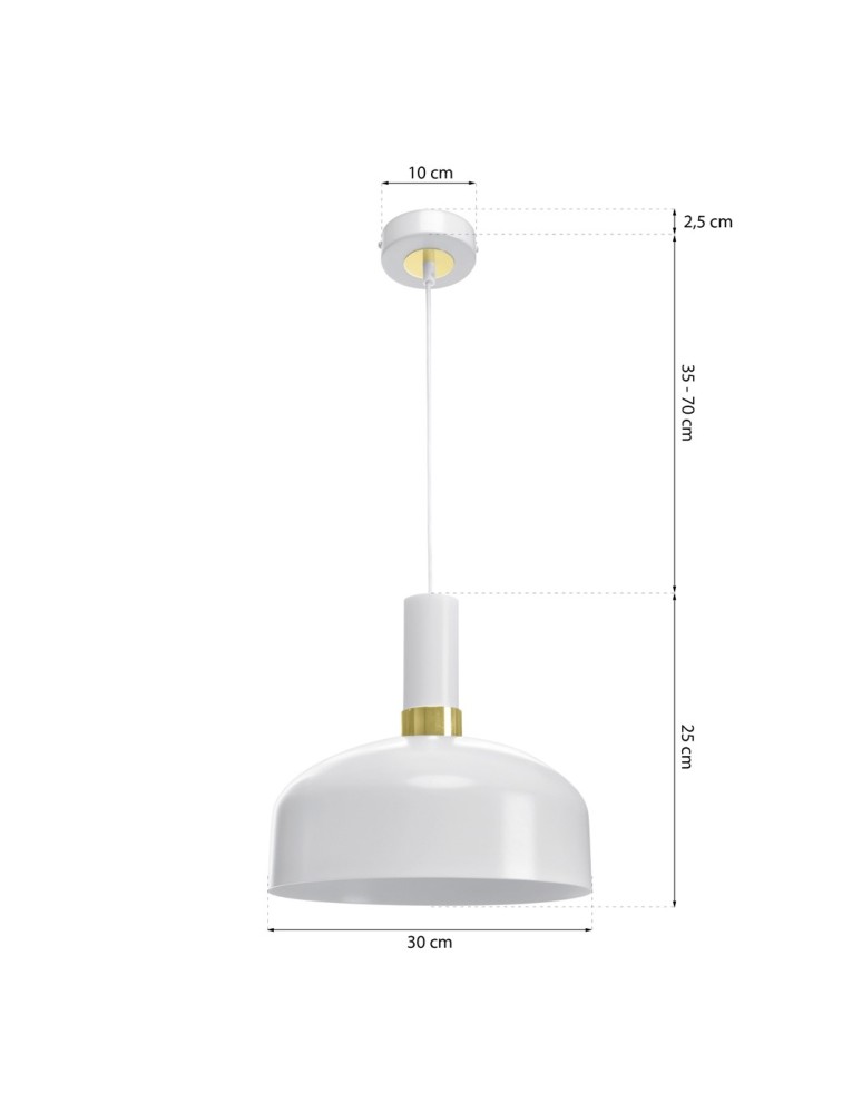 Milagro Lampa wisząca MALMO WHITE/GOLD 1xE27 MLP6197 Milagro Lampa wisząca MALMO WHITE/GOLD 1xE27 MLP6197