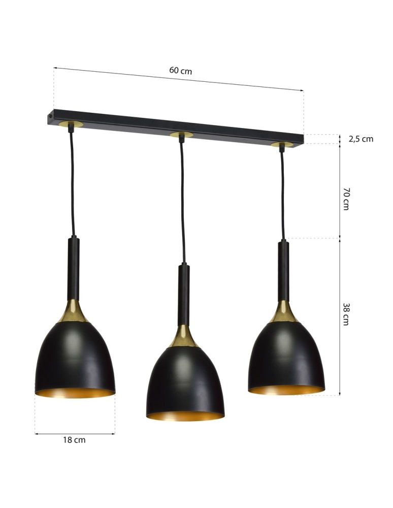 Milagro Lampa wisząca CLARK BLACK/GOLD 3xE27 MLP6222 Milagro Lampa wisząca CLARK BLACK/GOLD 3xE27 MLP6222