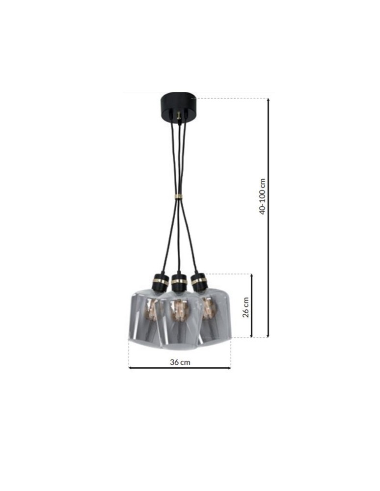 Milagro Lampa wisząca RICHMOND BLACK / GOLD 3xE27  Supeł MLP65400