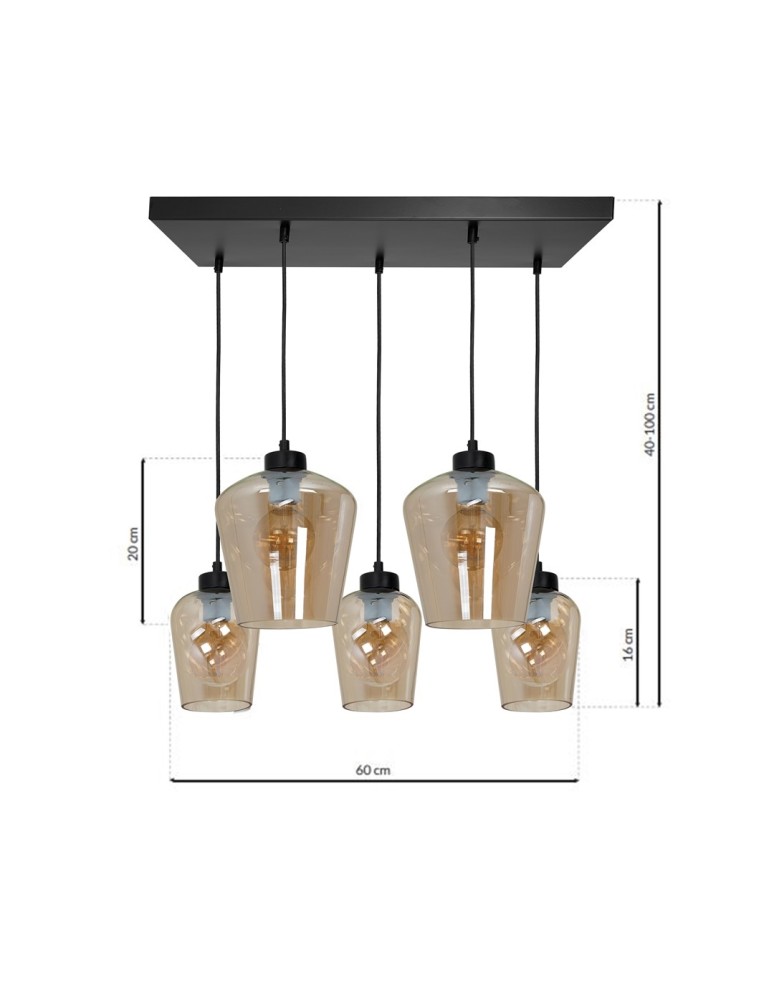 Milagro Lampa wisząca SANTIAGO AMBER 5xE27 MLP6617 Milagro Lampa wisząca SANTIAGO AMBER 5xE27 MLP6617