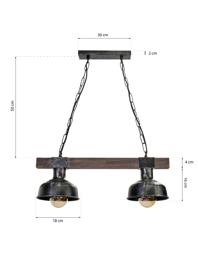 Milagro Lampa wisząca FARO BLACK / WOOD 2xE27 MLP6242 Milagro Lampa wisząca FARO BLACK / WOOD 2xE27 MLP6242