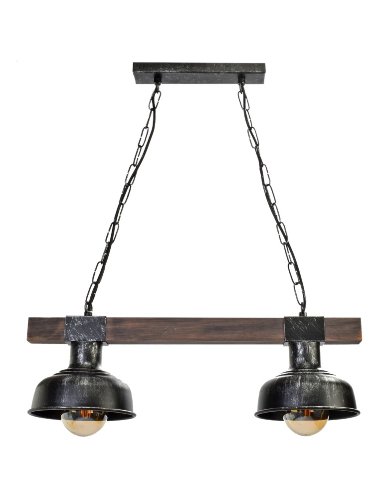 Milagro Lampa wisząca FARO BLACK / WOOD 2xE27 MLP6242 Milagro Lampa wisząca FARO BLACK / WOOD 2xE27 MLP6242