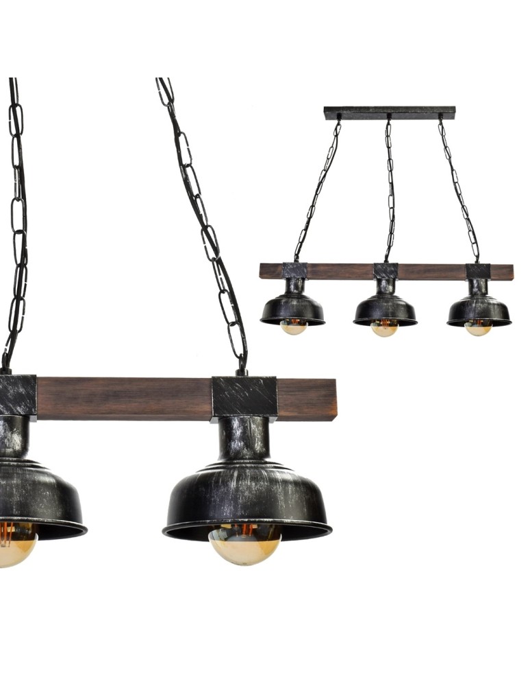 Milagro Lampa wisząca FARO BLACK / WOOD 3xE27 MLP6243 Milagro Lampa wisząca FARO BLACK / WOOD 3xE27 MLP6243