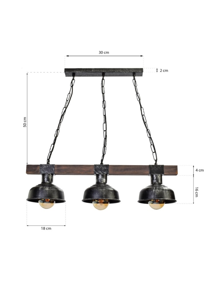 Milagro Lampa wisząca FARO BLACK / WOOD 3xE27 MLP6243 Milagro Lampa wisząca FARO BLACK / WOOD 3xE27 MLP6243