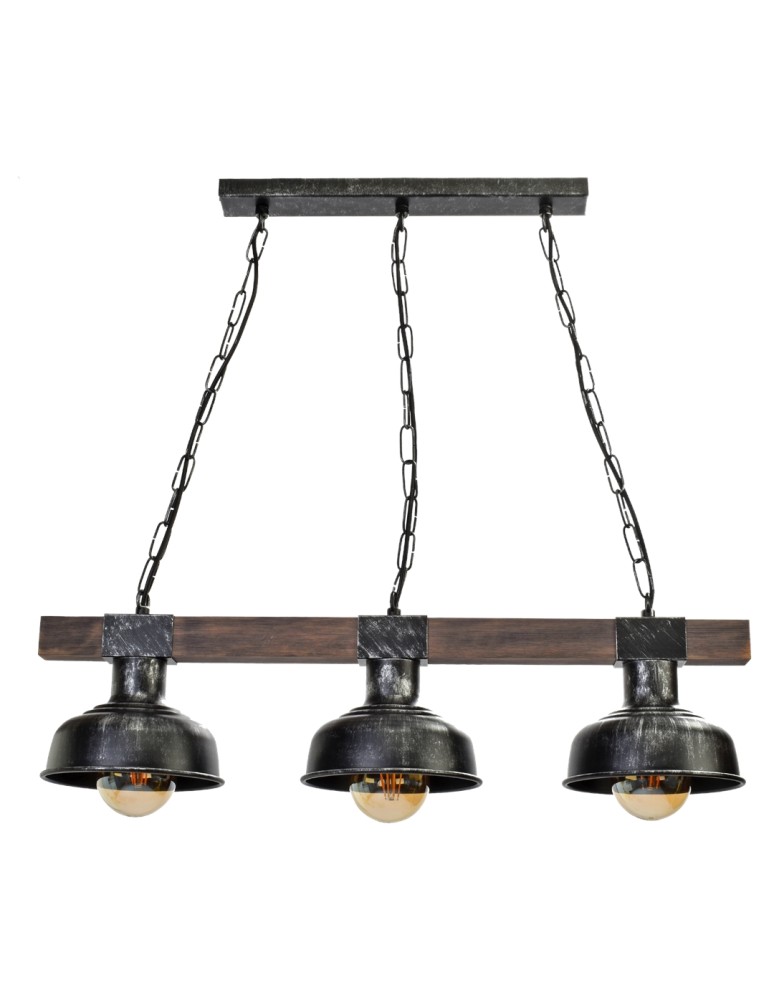 Milagro Lampa wisząca FARO BLACK / WOOD 3xE27 MLP6243 Milagro Lampa wisząca FARO BLACK / WOOD 3xE27 MLP6243