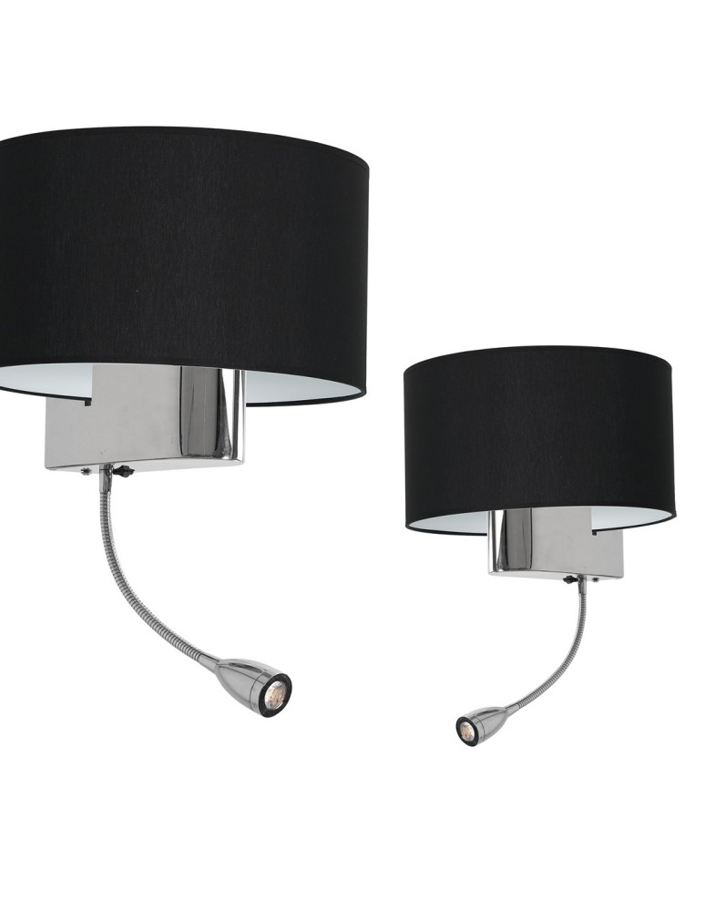 Milagro Kinkiet CASINO BLACK/CHROME 1xE27 + 1W LED ML6378 Milagro Kinkiet CASINO BLACK/CHROME 1xE27 + 1W LED ML6378