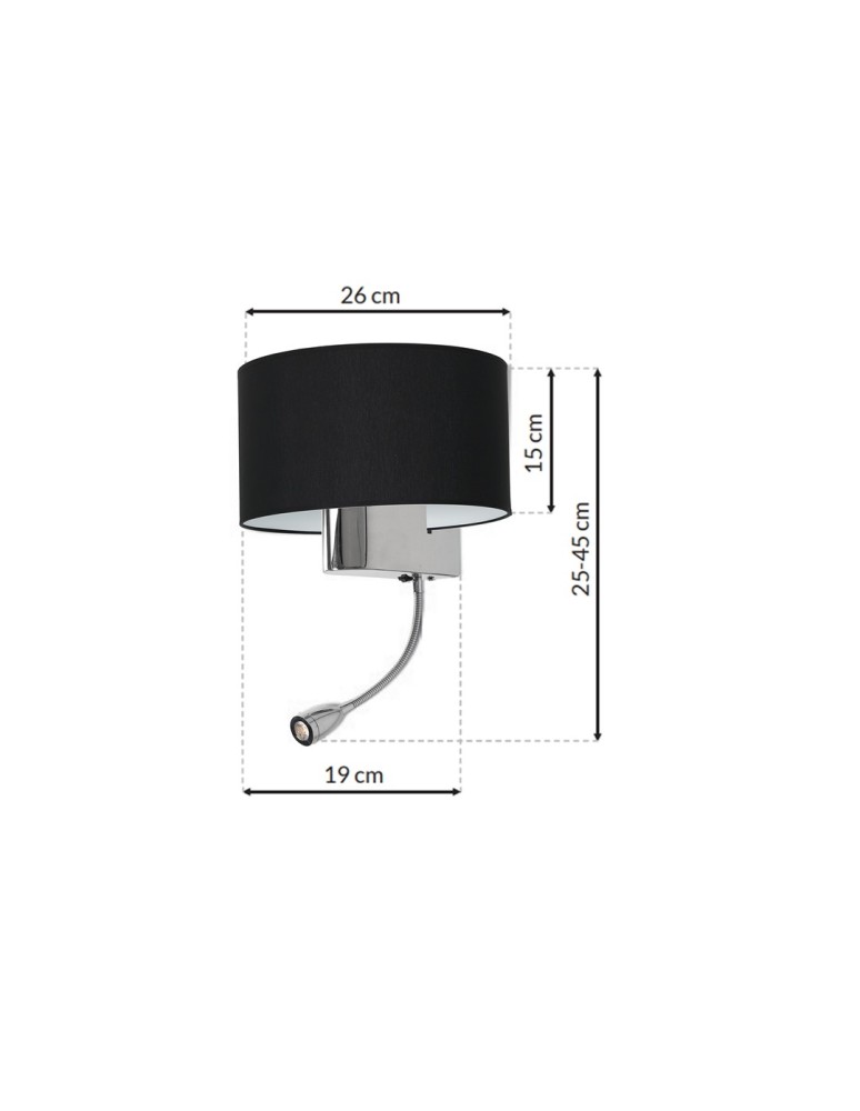Milagro Kinkiet CASINO BLACK/CHROME 1xE27 + 1W LED ML6378 Milagro Kinkiet CASINO BLACK/CHROME 1xE27 + 1W LED ML6378