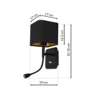 Kinkiety do czytania - Milagro Kinkiet NAPOLI BLACK/GOLD 1xE27 + 1W LED ML6366 - product 9