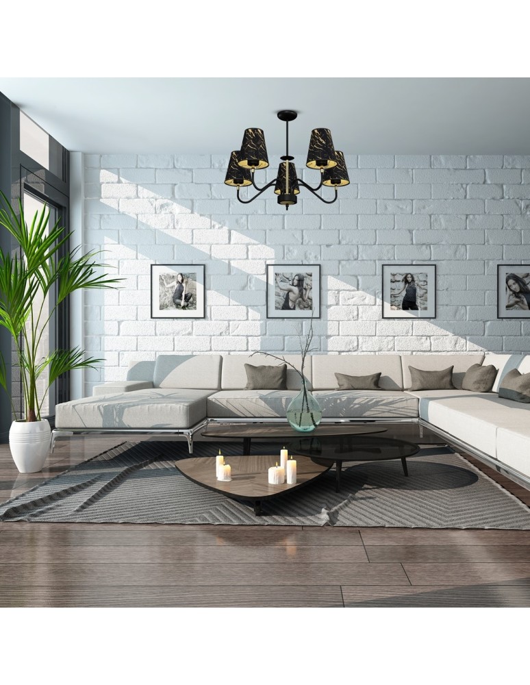 Milagro Lampa wisząca HERMES Black/Gold 5xE27 MLP7282