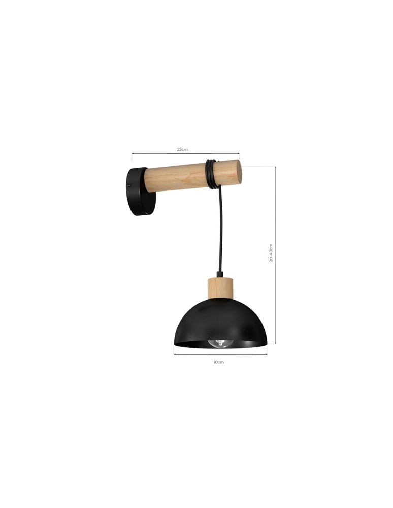 Milagro Kinkiet ERIK Black/Wood 1XE27 MLP7224 Milagro Kinkiet ERIK Black/Wood 1XE27 MLP7224