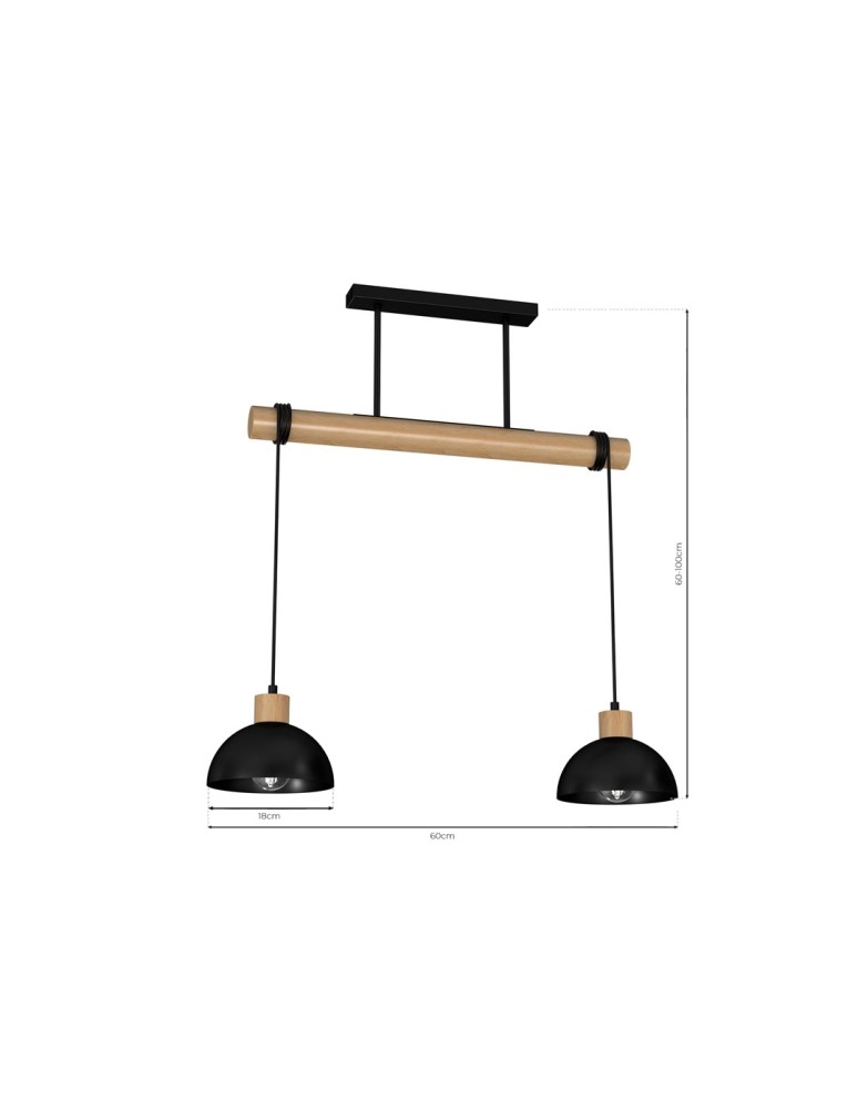 Milagro Lampa wisząca ERIK Black/Wood 2xE27 MLP7225