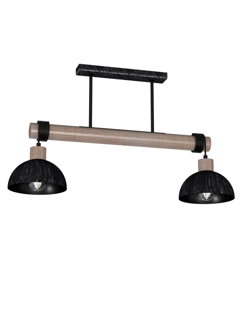 Milagro Lampa wisząca ERIK Sawn black/Patinated wood 2XE27 MLP7639 Milagro Lampa wisząca ERIK Sawn black/Patinated wood 2XE27 MLP7639