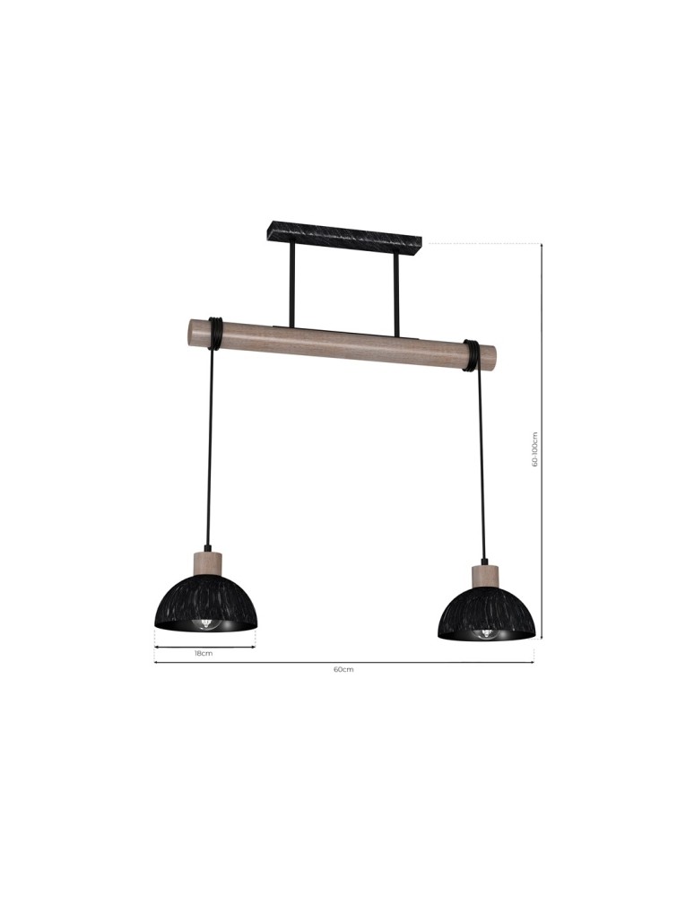 Milagro Lampa wisząca ERIK Sawn black/Patinated wood 2XE27 MLP7639 Milagro Lampa wisząca ERIK Sawn black/Patinated wood 2XE27 MLP7639