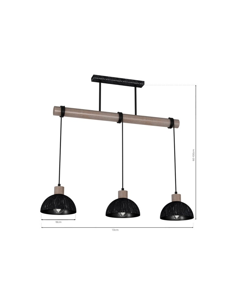 Milagro Lampa wisząca ERIK Sawn black/Patinated wood 3XE27 MLP7640 Milagro Lampa wisząca ERIK Sawn black/Patinated wood 3XE27 MLP7640