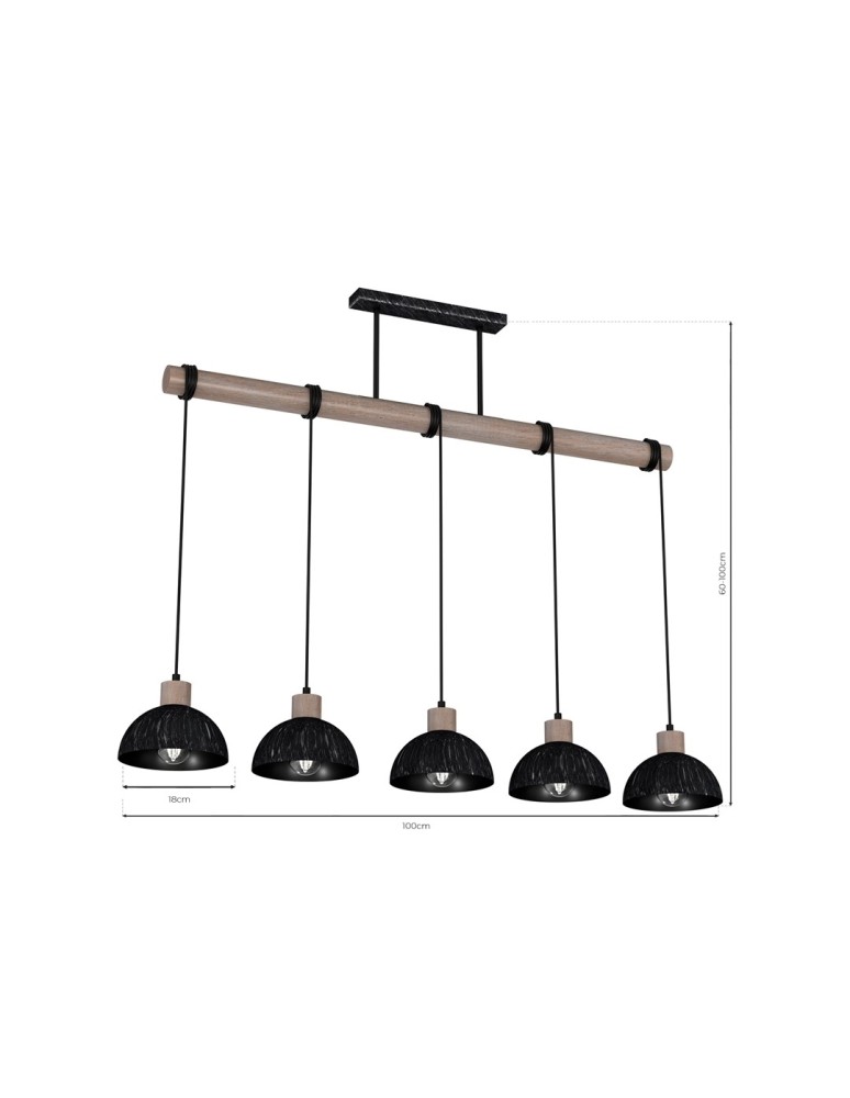 Milagro Lampa wisząca ERIK Sawn black/Patinated wood 5XE27 MLP7641 Milagro Lampa wisząca ERIK Sawn black/Patinated wood 5XE27 MLP7641