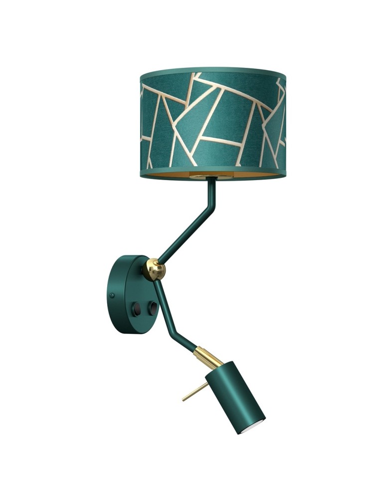 Milagro Kinkiet ZIGGY GREEN Gold/Bottle green  1xE27+1x mini GU10 MLP7573