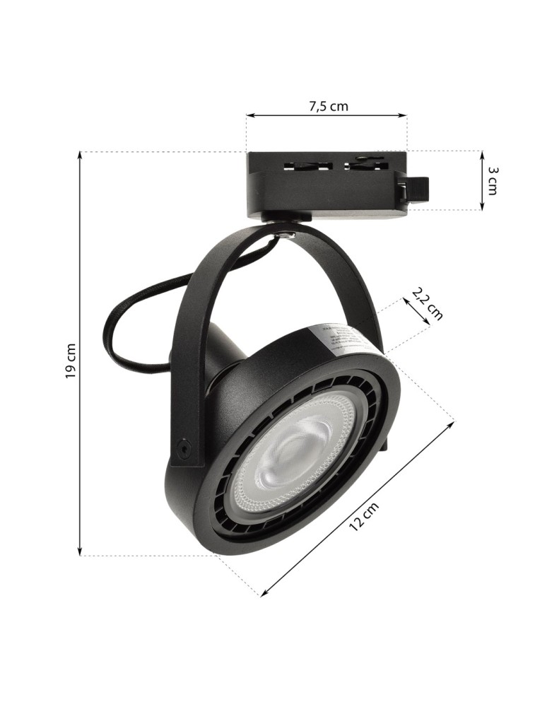 Milagro Zestaw Szynoprzewód 3xLugar (AR111-GU10) + Prowadnica 1,5m - Czarny ML7912