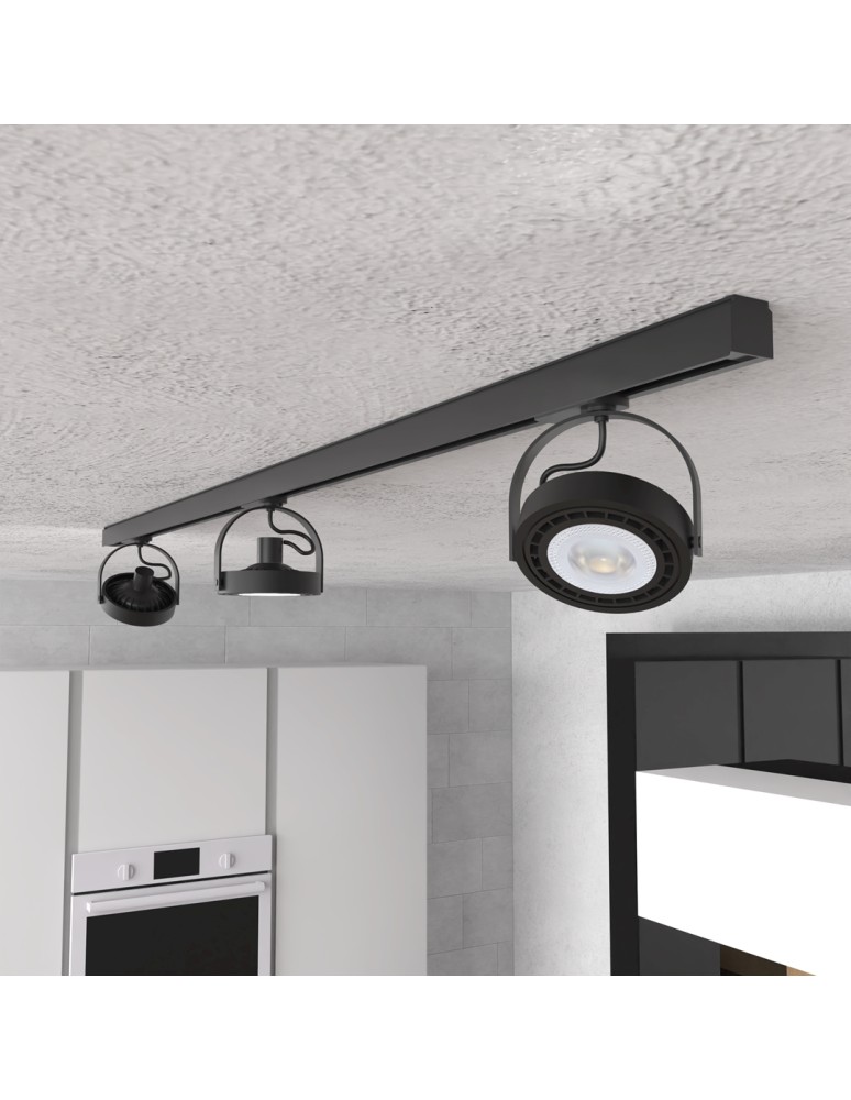 Milagro Zestaw Szynoprzewód 3xLugar (AR111-GU10) + Prowadnica 1,5m - Czarny ML7912