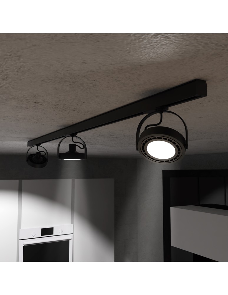 Milagro Zestaw Szynoprzewód 3xLugar (AR111-GU10) + Prowadnica 1,5m - Czarny ML7912