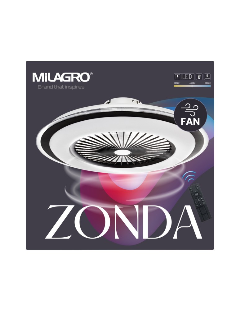 Milagro Plafoniera LED ZONDA BLACK 48W z wentylatorem ML8339 Milagro Plafoniera LED ZONDA BLACK 48W z wentylatorem ML8339