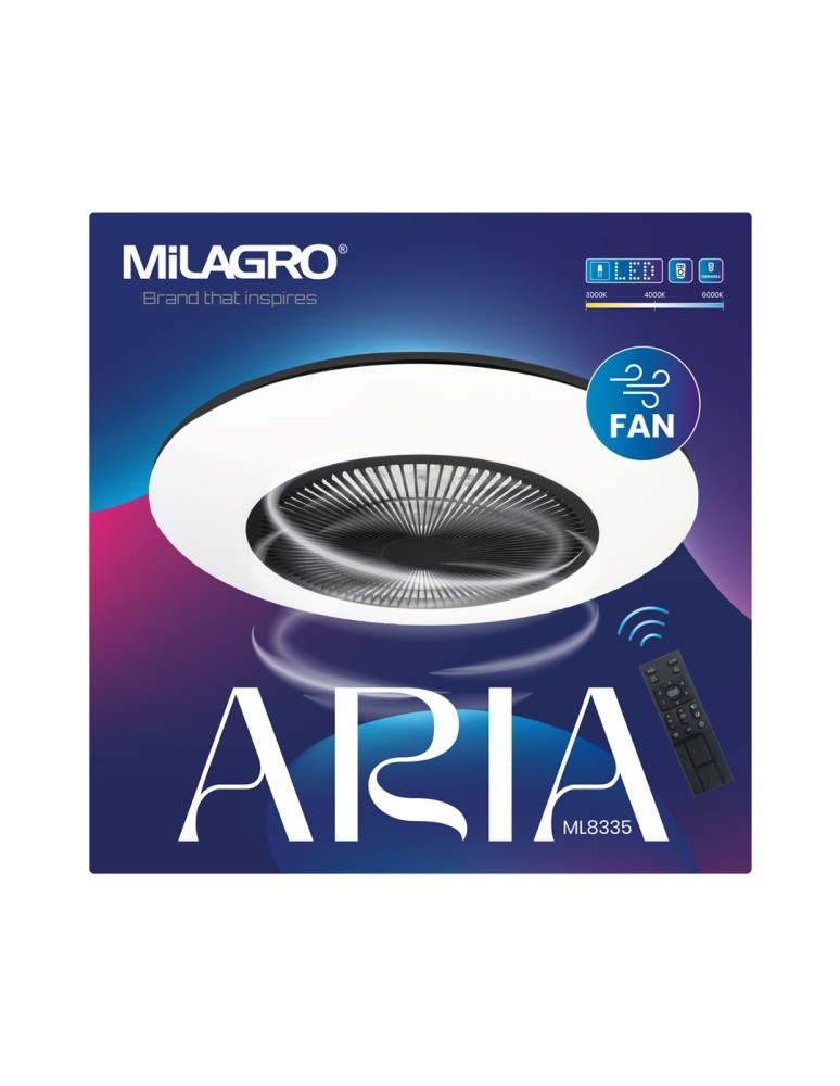 Milagro Plafoniera LED ARIA BLACK 38W z wentylatorem ML8335 Milagro Plafoniera LED ARIA BLACK 38W z wentylatorem ML8335