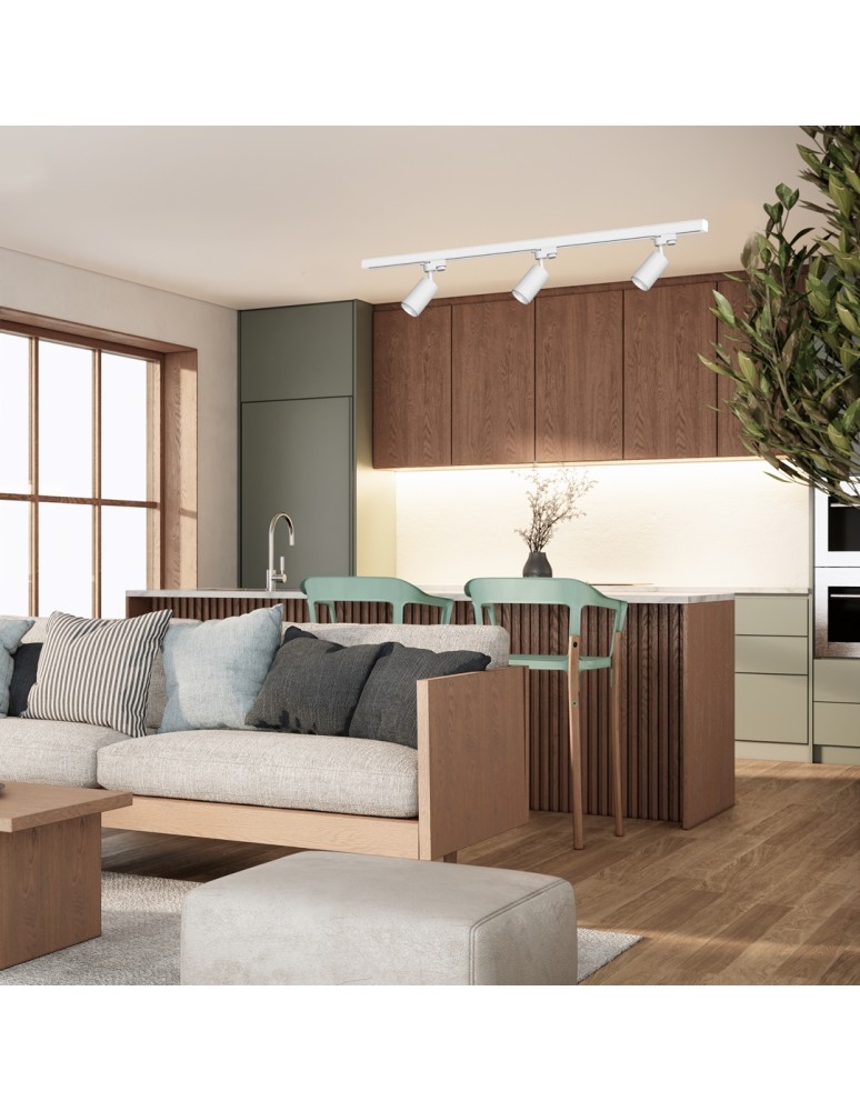 Gotowe zestawy szynoprzewodów - Milagro Zestaw Szynoprzewód 3xPipe GU10 + Prowadnica 1,5m - Biały ML8720 - product kolory-swiatla.pl 3