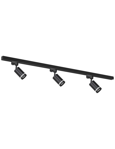 Milagro Zestaw Szynoprzewód 3xPipe Ring GU10 + Prowadnica 1,5m - Czarny ML8721