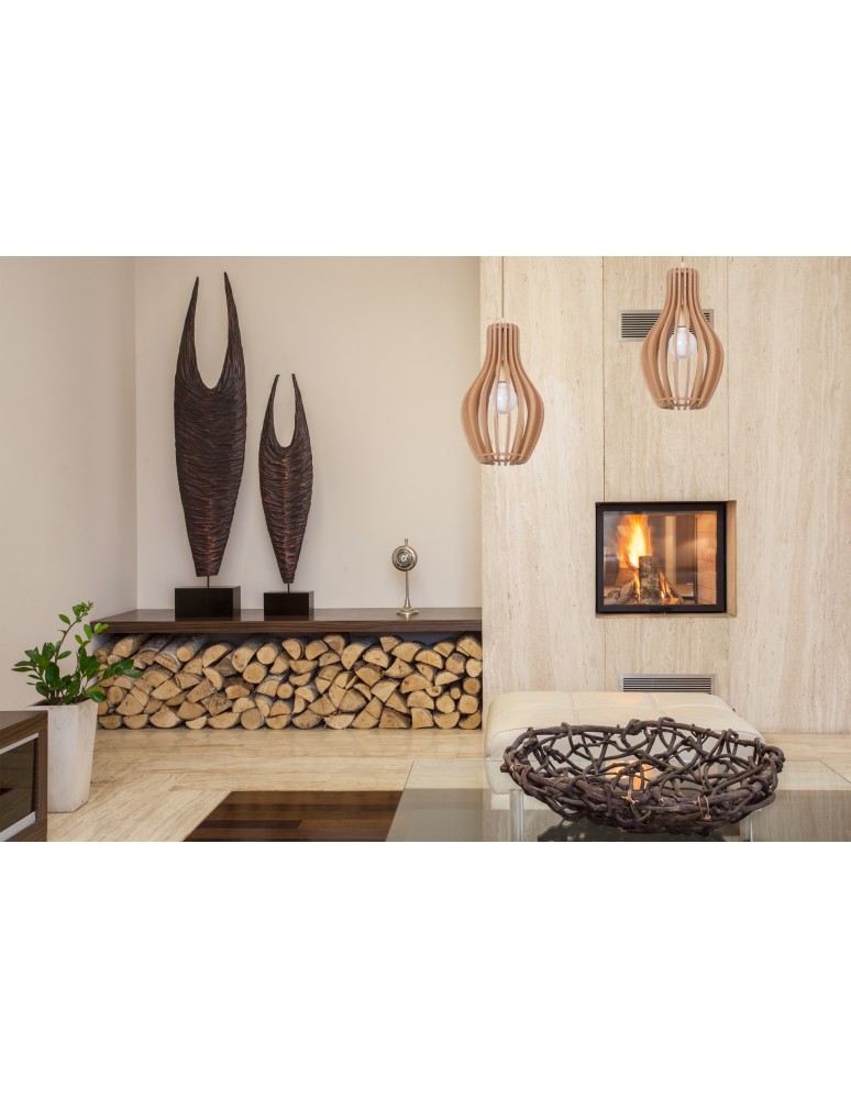 Lampy wiszące - Nowodvorski IKA A Sufitowa Wisząca Max moc 60W E27  Naturalne drewno 4171 - product kolory-swiatla.pl 3