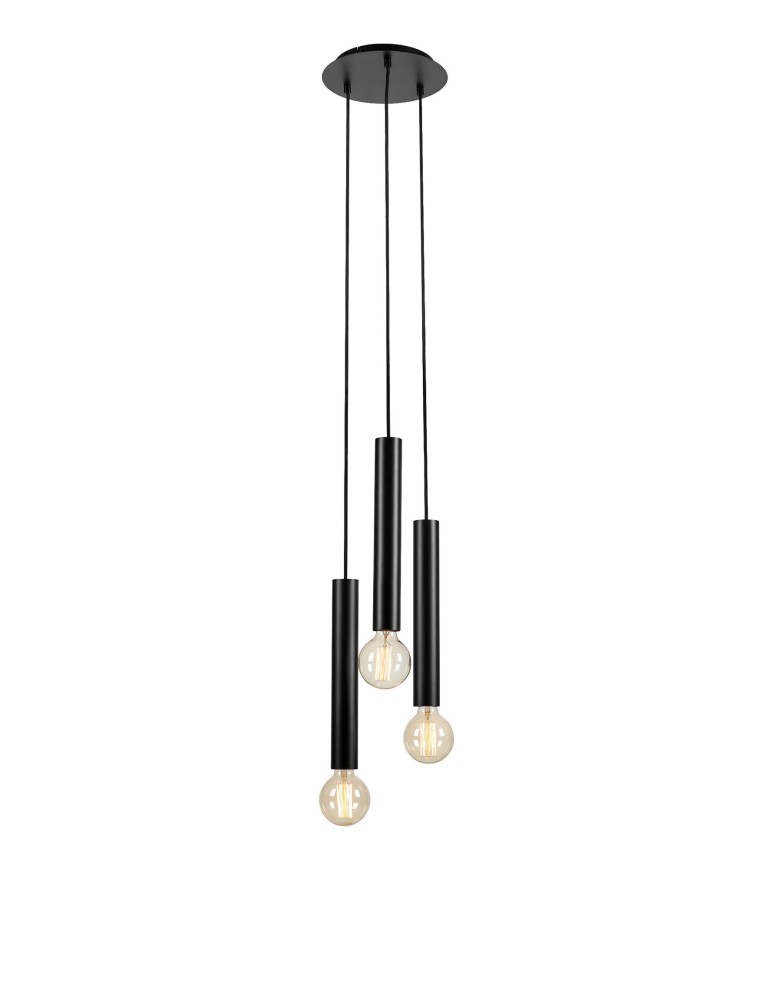 Lampy wiszące żarówki - Markslojd SENCILLO Wisząca E27 3x40W czarny 108435 - produkt kolory-swiatla.pl 1