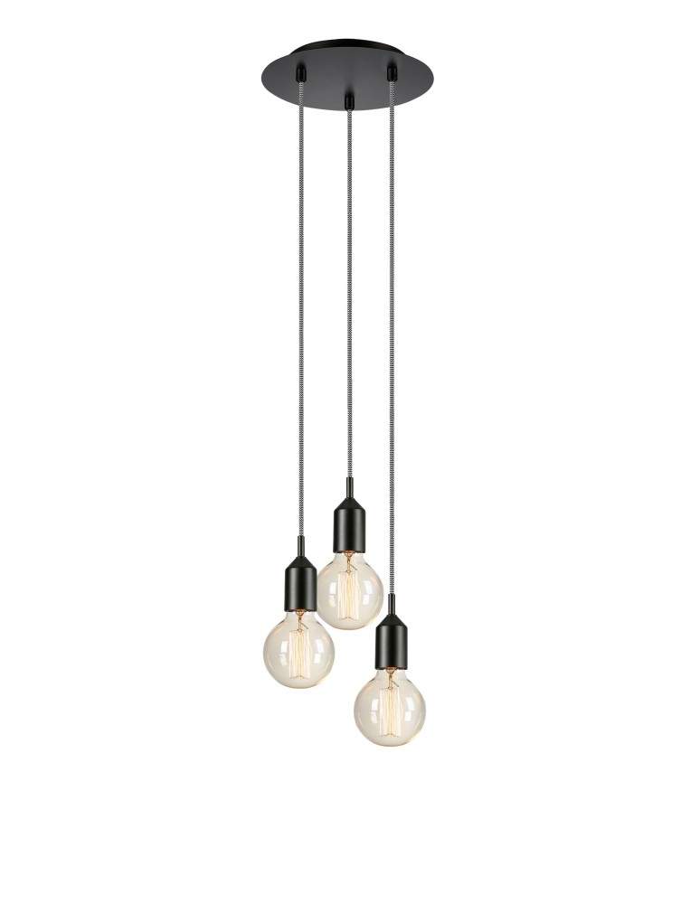 Lampy wiszące żarówki - Markslojd BRONX 3L Wisząca 3x40W czarny 108452 - produkt kolory-swiatla.pl 1