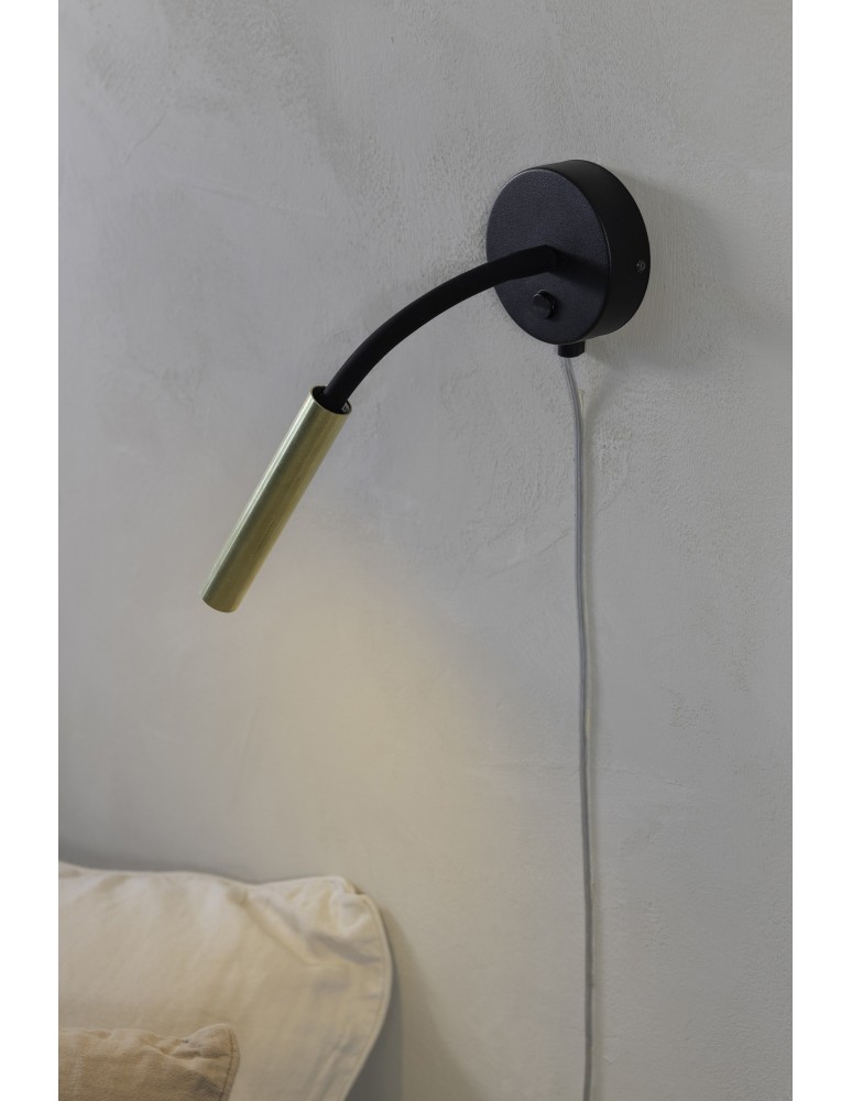 Kinkiety w stylu skandynawskim - Markslojd JOLIE 1L Kinkiet G9 1x10W czarny/złoty 108502 - product kolory-swiatla.pl 2