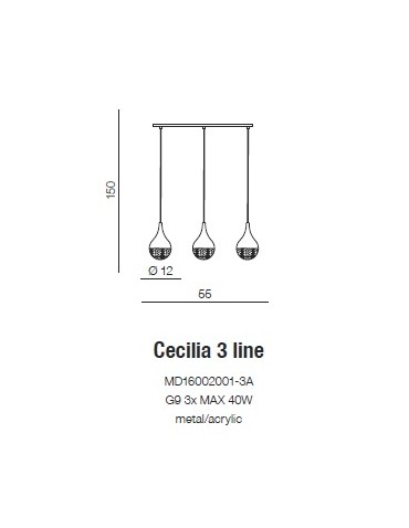 Azzardo CECILIA 3 LINE 3xG9 Wisząca Chrom AZ2173 - produkt 2