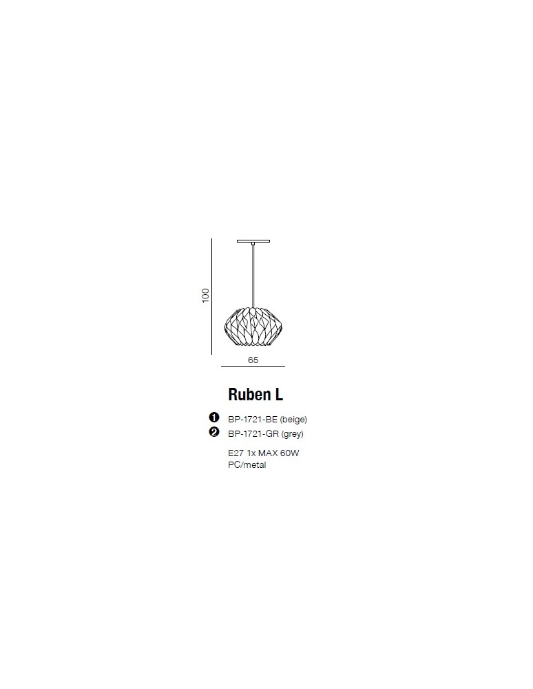 Lampy wiszące - Azzardo RUBEN L GREY 3xE27 Wisząca Szary AZ2383 - product kolory-swiatla.pl 3