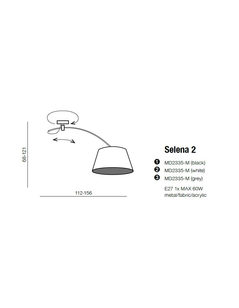 Lampy wiszące z abażurem - Azzardo SELENA 2 LAMPBODY 1xE27 Wisząca/Ramię z Bazą Montażową bez Abażuru Chrom AZ2284 - product kolory-swiatla.pl 3