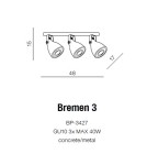 Lampy sufitowe reflektory - Azzardo BREMEN 3 3xGU10 Sufitowa Szary AZ2371 - product 3