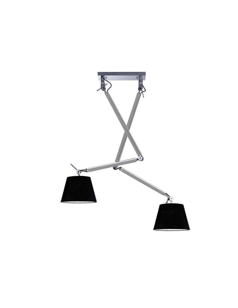 Lampy wiszące podwójne - AZzardo ZYTA 2 S Wisząca Alu/BK 2xE27 MD2300-2S Alu/BK - produkt kolory-swiatla.pl 1