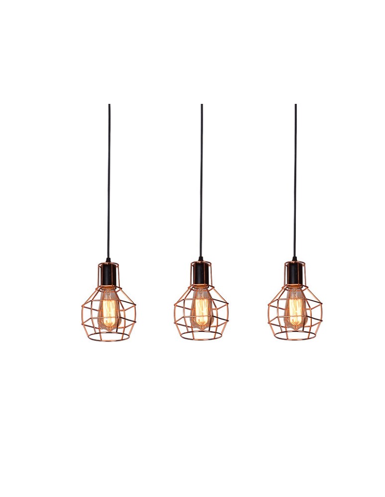 Lampy wiszące potrójne - Azzardo CARRON 3 LINE COPPER 3xE27 Wisząca Miedź AZ2141 - produkt kolory-swiatla.pl 1